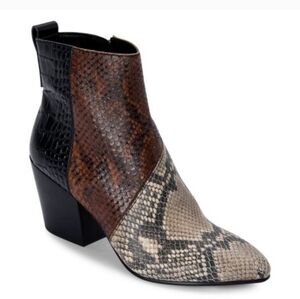 DOLCE VITA Snakeskin-Print Leather Boots Booties, Size 8